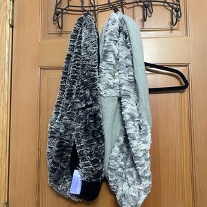 Black and Grey Fluffy Scarves